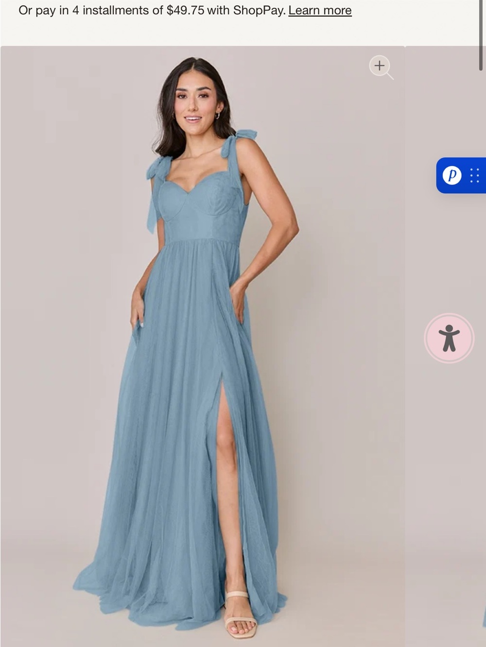 Revelry Dusty Blue Tie-Shoulder Maxi Dress